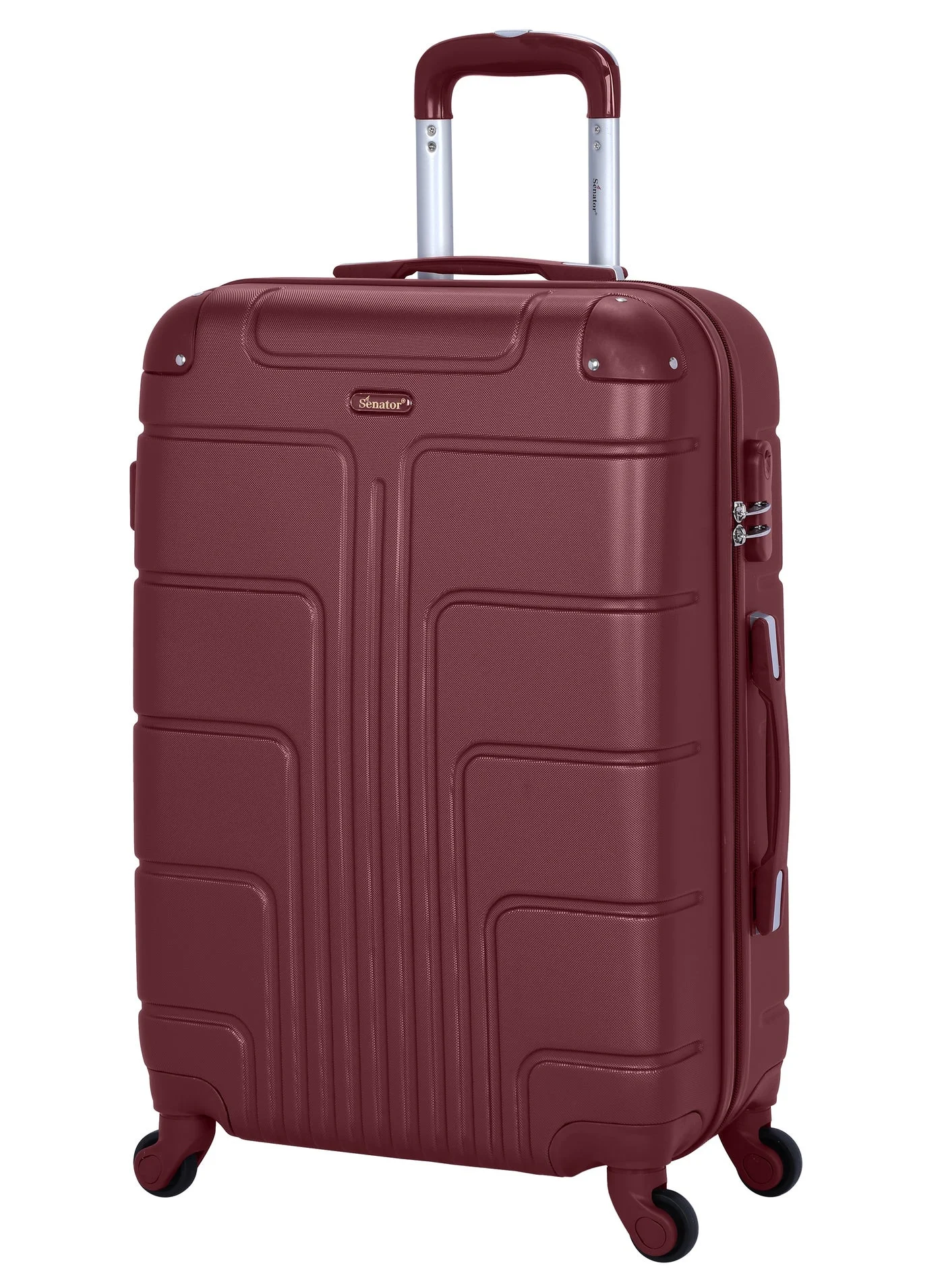SENATOR Hard Case Travel Luggage Trolley Suitcase with 4 Spinner Wheels (Burgundy, 65 cm) 8vc79