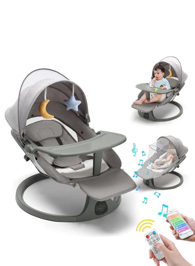 RuiHhome Electric Baby Swing for Infants with Bluetooth and Remote Control (Gray, 1 Pack) n94pa