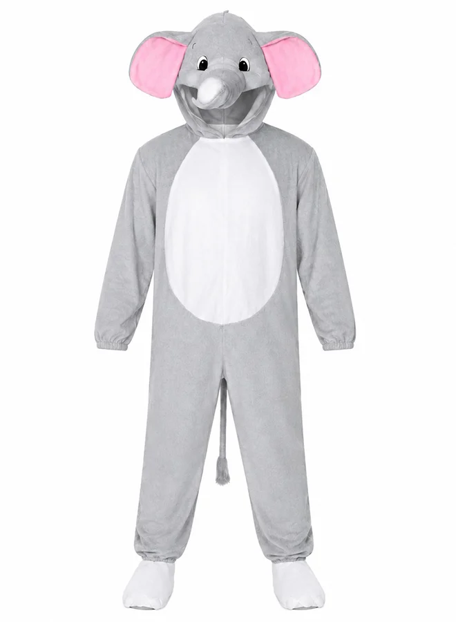 Toy Land Elephant Animal Costume with Hood Premium Jungle Safari Fancy Dress Outfit (Grey, 2-3 Years) qnrw8