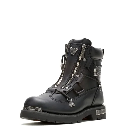 Premium Leather Motorcycle Casual Boots for Men Durable Riding Footwear (Black, 10) tog4o