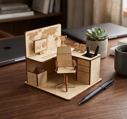 StonKraft Wooden 3D Puzzle Desk Organizer Pen Stand (Premium DIY Office Cubicle Storage) 20 cm x 15 cm x 10 cm g8h4i