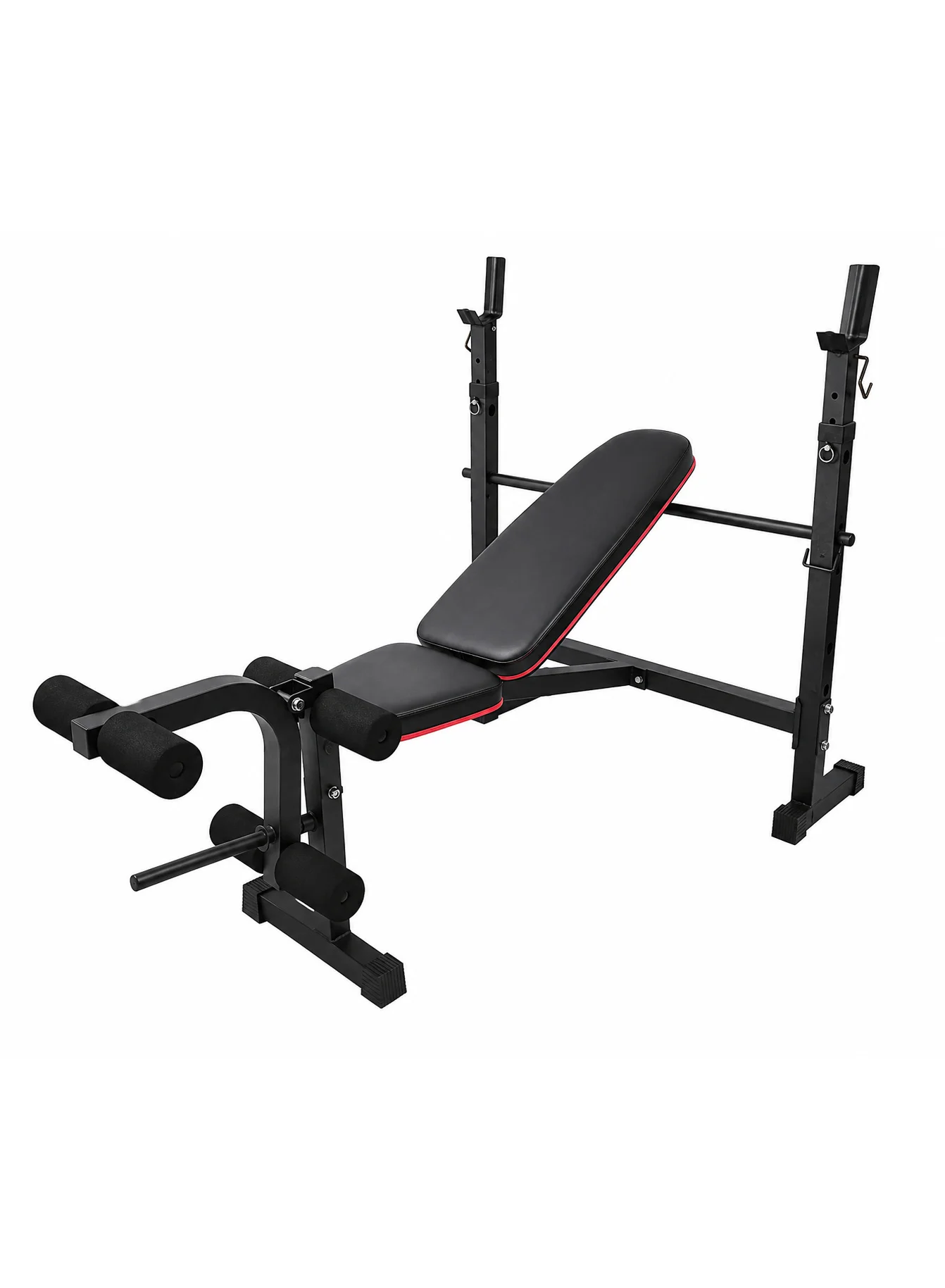 VolksGym Adjustable Weight Bench with Barbell Rack and Leg Developer (Black, Multi-Function Strength Training) 6su1n