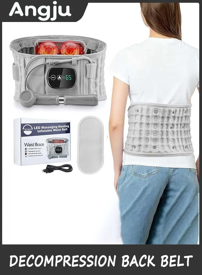 Angju Decompression Back Belt with Red Light Heating and Massage (Red, 74-124 cm Waist) 5iukk