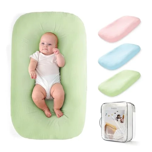 Freejoy Portable Baby Lounger Nest Premium Breathable Cotton Infant Bed for Newborns (Green, 85 x 50 cm) n7mhp