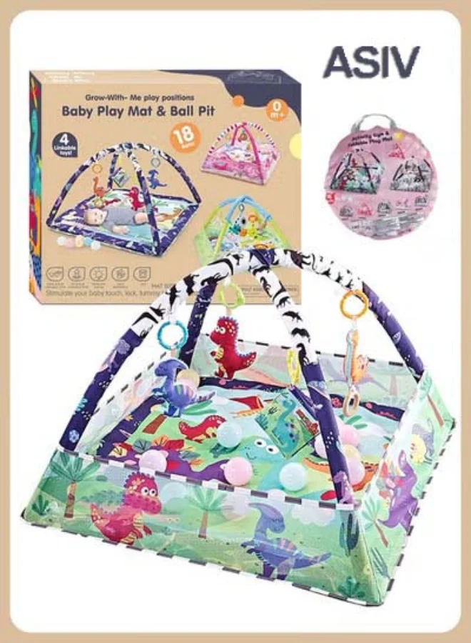 ASIV Baby Play Mat and Activity Gym, Extra Large Sensory Crawling Mat with 4 Removable Hanging Toys (80 cm) z5a7h