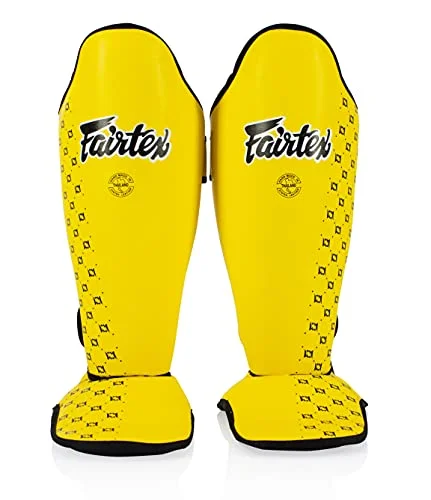Professional Muay Thai Shin Guards Lightweight Durable Protective Gear for Training and Sparring (Yellow, Large) qa4nj