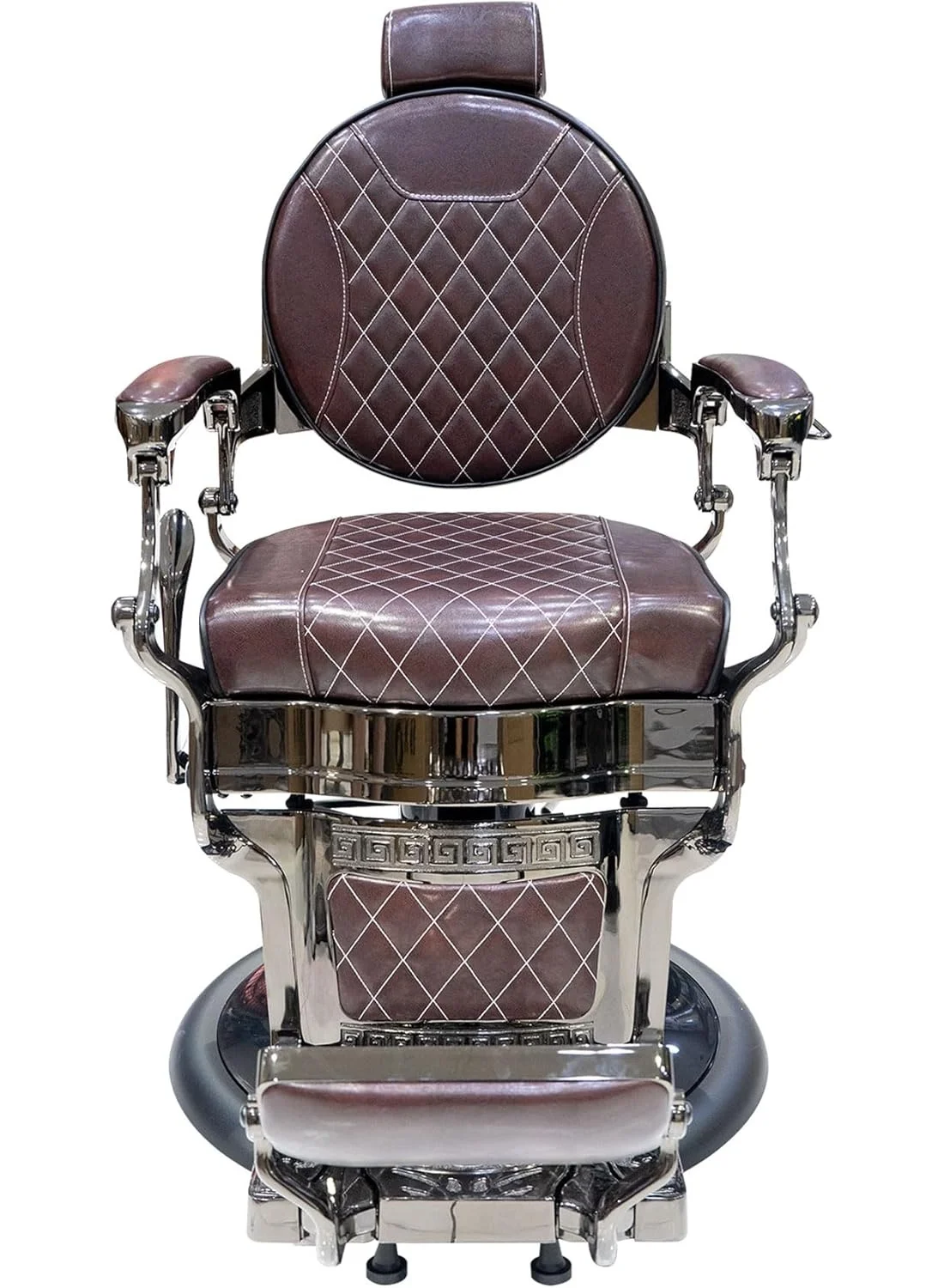 MEISHIDA Classic Vintage Barber Chair with Hydraulic Recline and Thick Padding (Brown, 110 cm) 3avx3