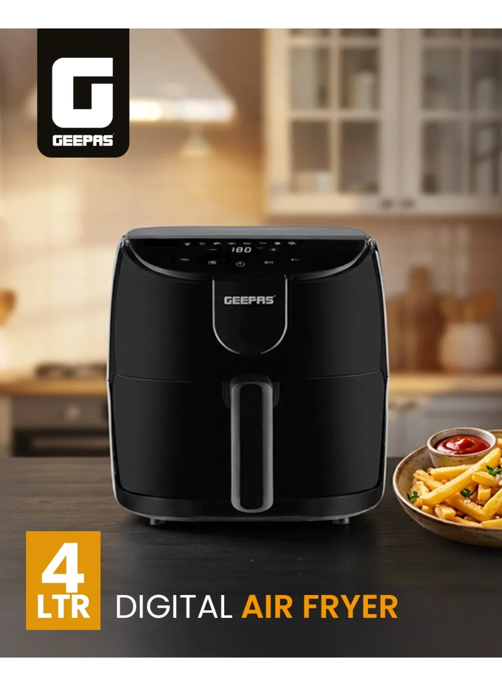 Geepas Digital Air Fryer with Rapid Vortex Technology (4 L, Black) 0di7b