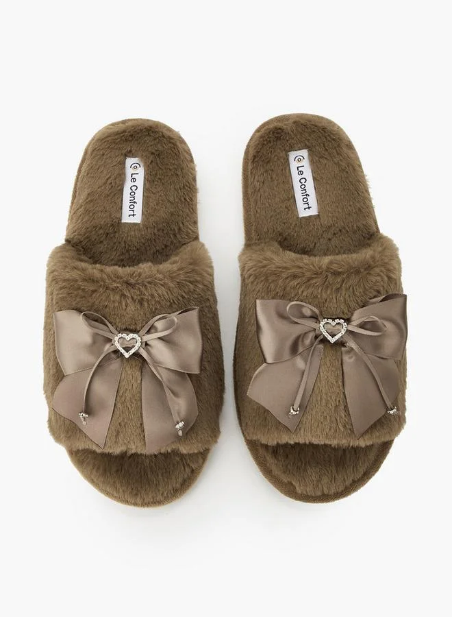 Le Confort Women Faux Fur Bedroom Slippers Premium Soft Plush Indoor Footwear (Grey, 38 EU) wbbit