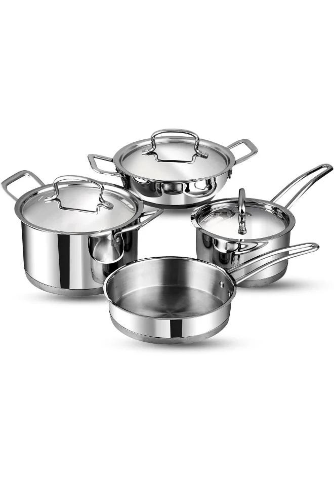 Vinod Classique Deluxe 7-Piece Stainless Steel Cookware Set with Tri-Ply Base (Induction Compatible, Silver, 7-Piece) 2icfq