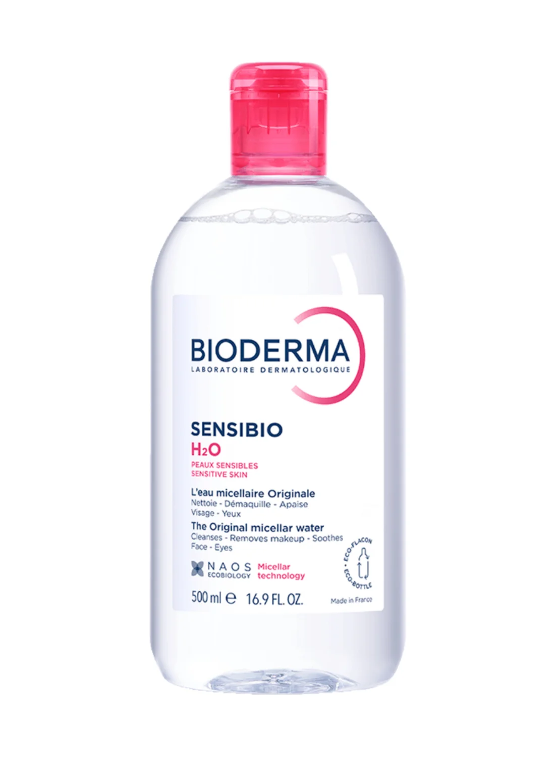Bioderma Sensibio H2O Micellar Water Cleansing and Make-Up Remover for Sensitive Skin (Clear, 500 mL) 0z9fq