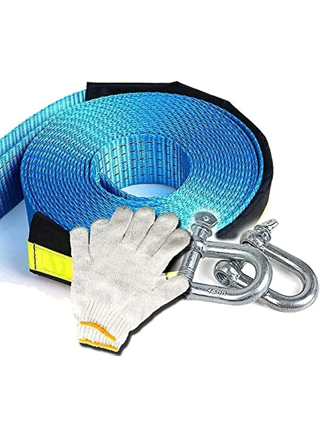 Rubik Heavy-Duty Recovery Tow Rope Strap (5 Meter, 8 Ton) Double Layer Traction Belt with Reflective Strip and Gloves for SUV Truck 4x4 3fy4p