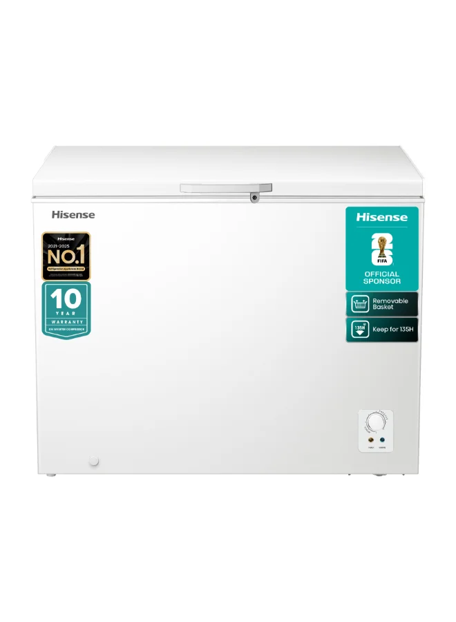 Premium Chest Freezer with Inner Glass Door and LED Lighting (White, 240L Net Capacity) 5xpv9