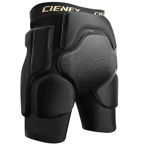 Cienfy 3D Hip Protective Padded Shorts Impact Gear with EVA Tailbone Cushion for Skiing Snowboarding Skating (Medium) plf0i