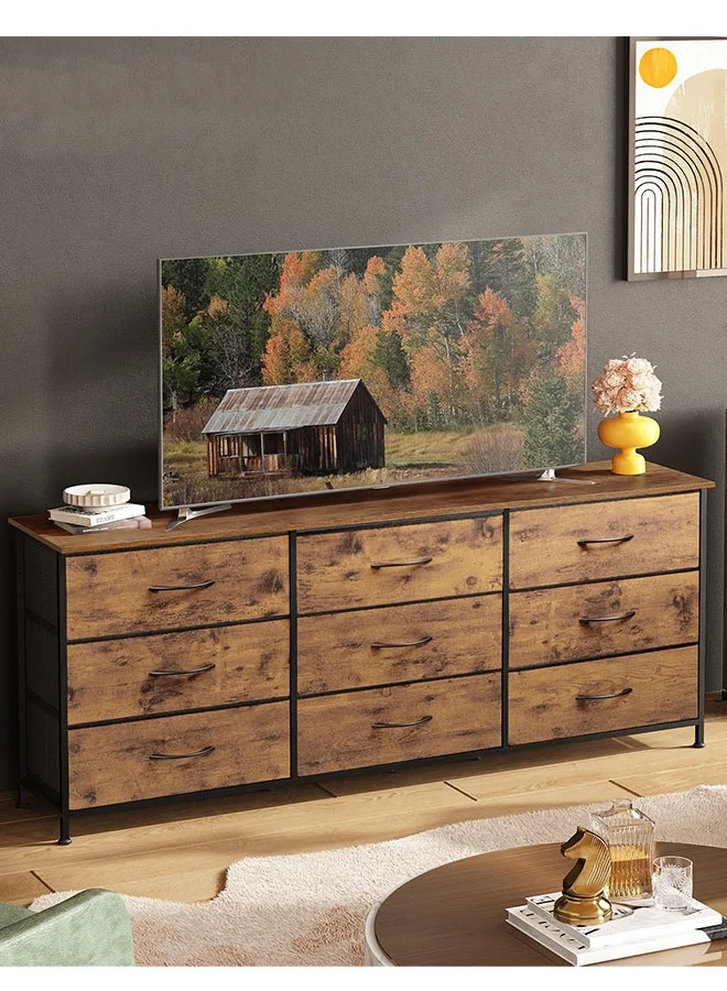 NKX 9-Drawer Fabric Bedroom Dresser Storage Unit (Brown, 160 cm) zcj3w