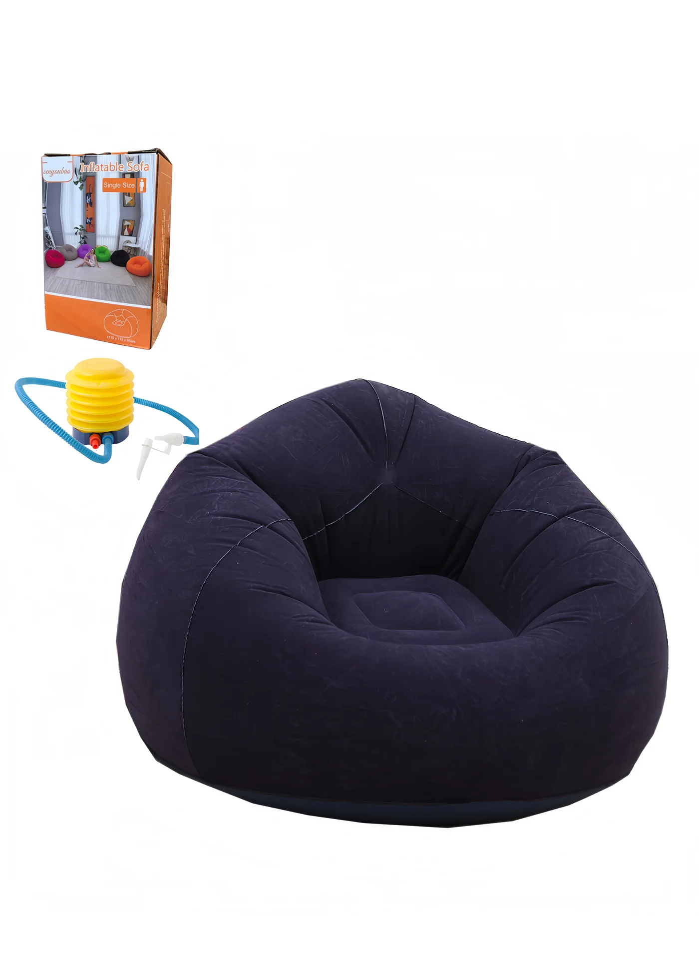 Lee Yon Inflatable Bean Bag Chair Portable Foldable Lazy Sofa Lounger for Indoor Outdoor Use (Blue, 103 x 60 cm) prwmf