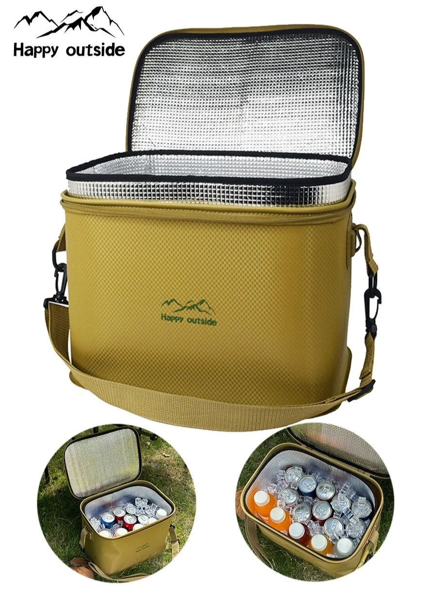 Happy Outside Insulated Cooler Bag Premium Thermal Picnic Storage (Khaki, 20L) 4snnn