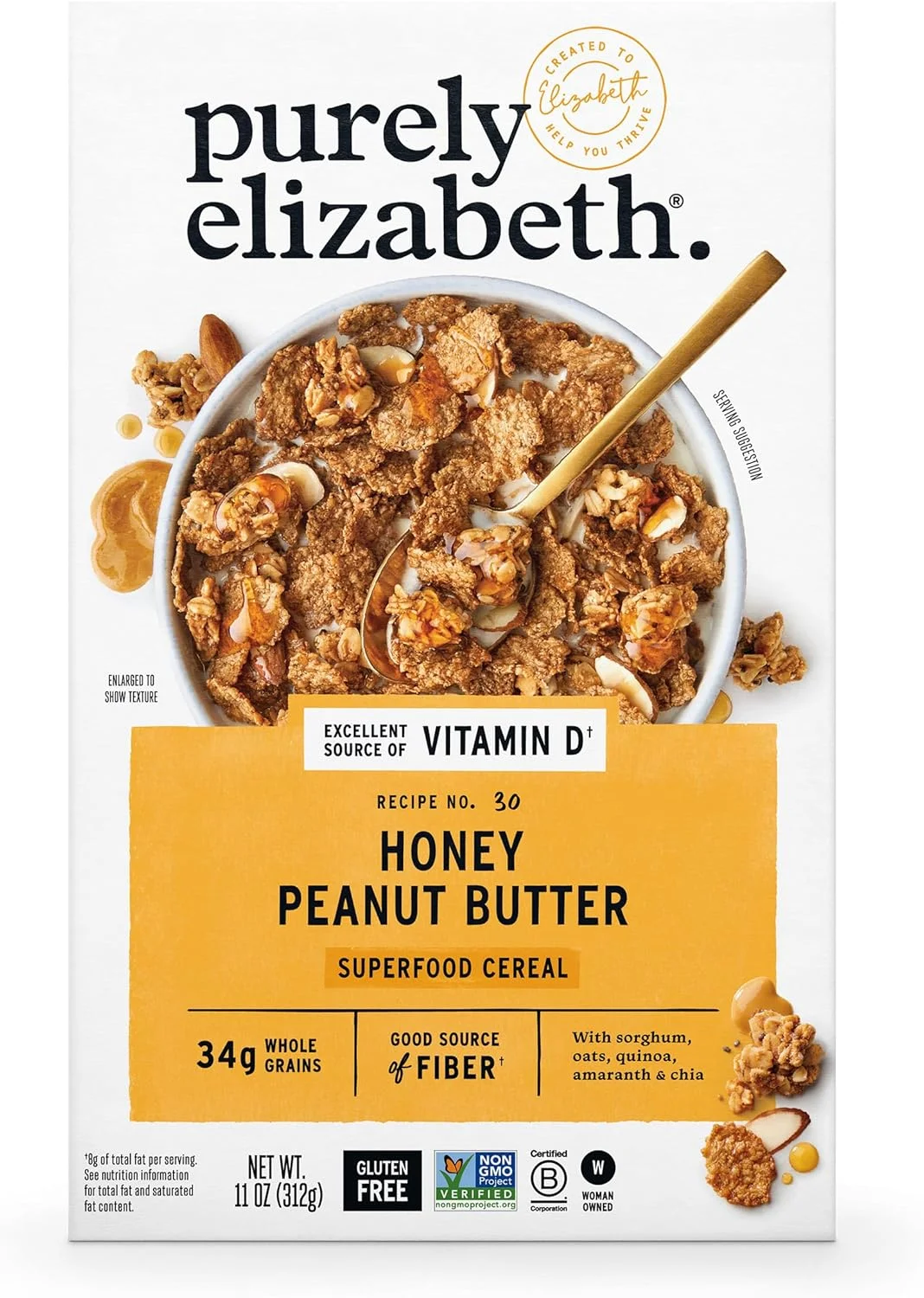 Purely Elizabeth Honey Peanut Butter Superfood Cereal (Gluten Free, 340 g) 6iino