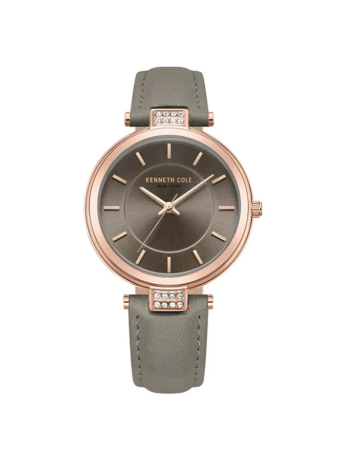 Modern Classic Quartz Analog Watch for Women Warm Silver Dial (Leather Strap, 34mm) btskk