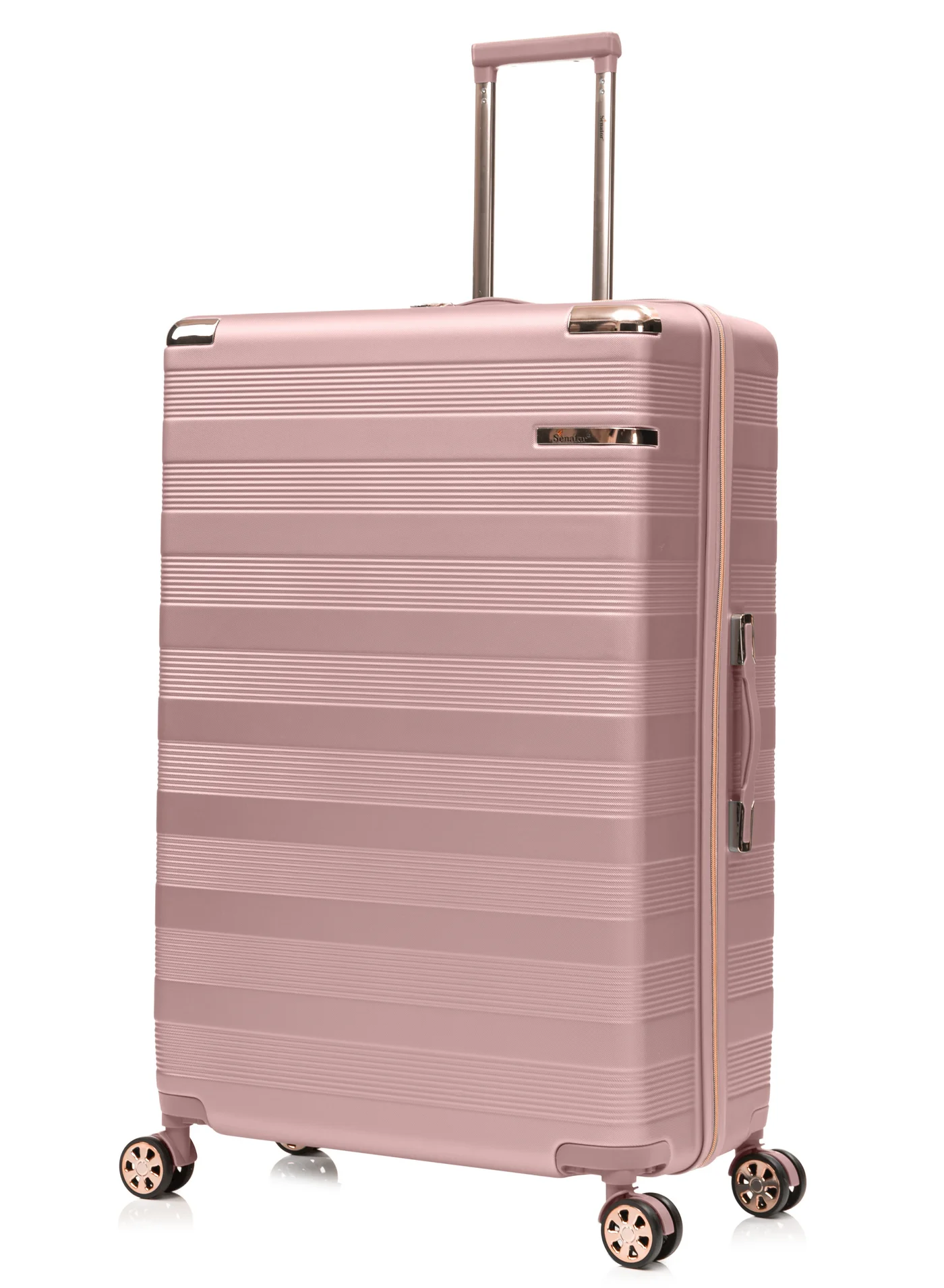 SENATOR Hard Case Luggage Trolley Lightweight Travel Suitcase with TSA Lock and 360-Degree Spinner Wheels (Rose Gold, 55 cm) yxea0