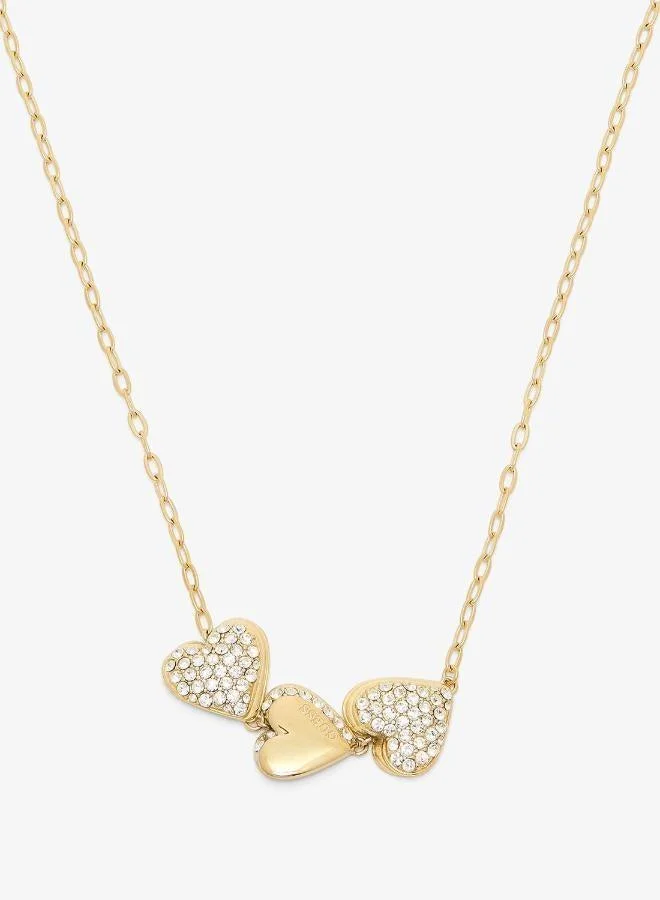 Premium Hearts Pave Chain Necklace Elegant Gold-Tone Jewelry for Women (One Size) 54p5o