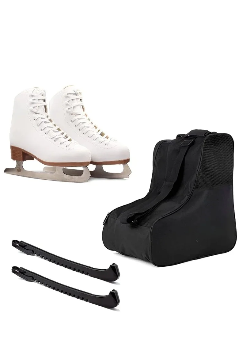 OVERS Figure Ice Skates Professional Performance Boots for Girls and Women (Snow Flakes Pattern, White, Size 38) hrjn0