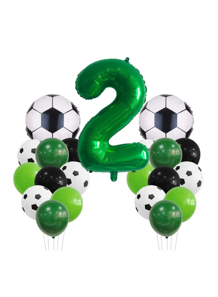 MIXDE Soccer Balloon Set Football Themed Party Decoration (Green Number, 32 Inch) jijlu