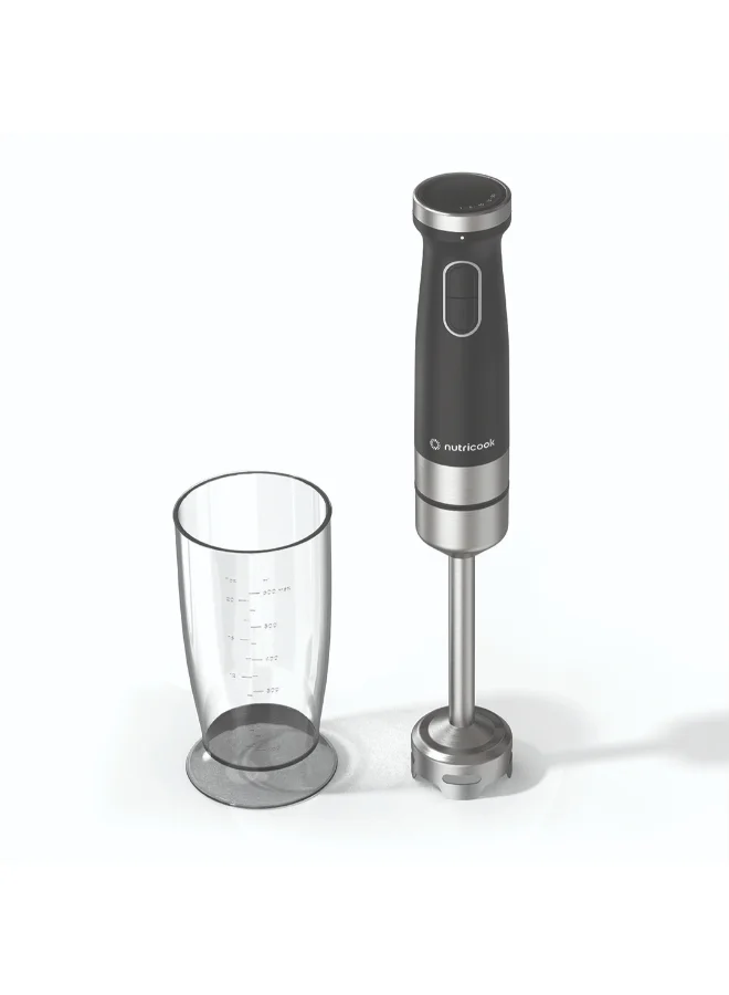 Nutricook Essentials Hand Blender 1200W High-Performance Immersion Mixer with 20 Variable Speeds and Stainless Steel Shaft (Black, 600 mL) 2s1nj