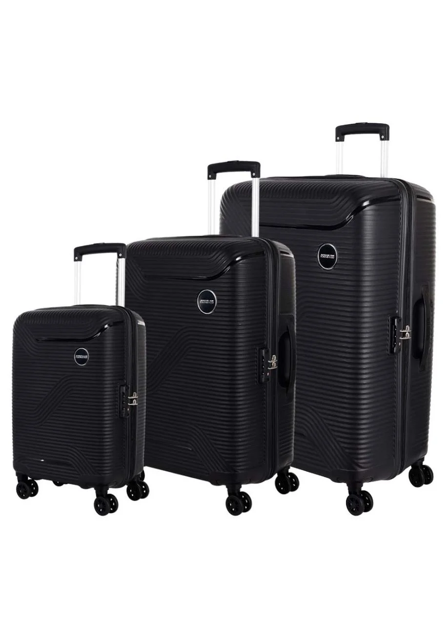 Premium 3-Piece Hardshell Luggage Set (55 cm, 68 cm, 79 cm) Lightweight Polypropylene Travel Suitcases with TSA Lock (Black) mh1qw