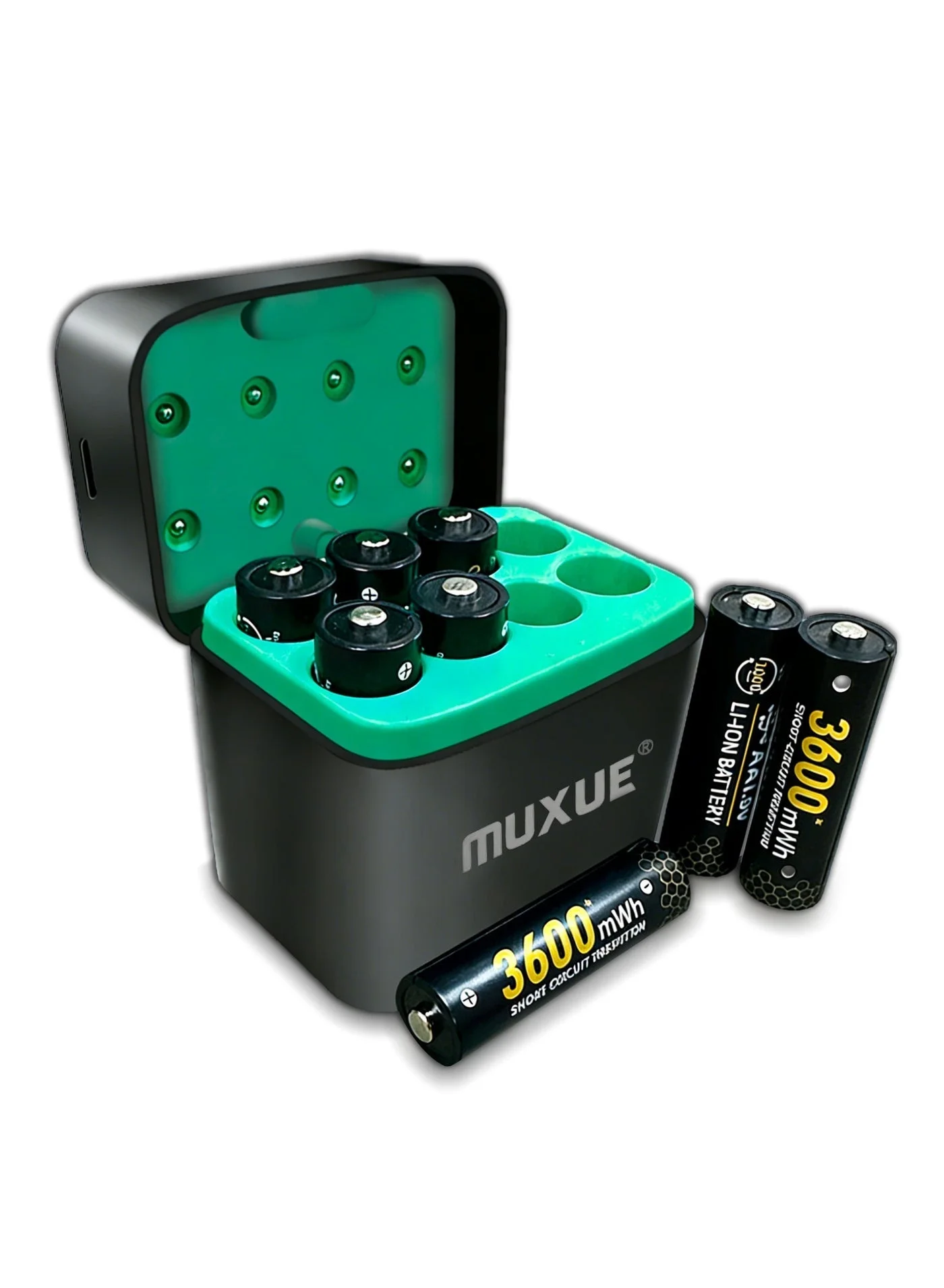MUXUE Rechargeable AA Lithium Batteries with USB-C Fast Charging Station (1.5V Constant Output, 8-Pack) ep4dm