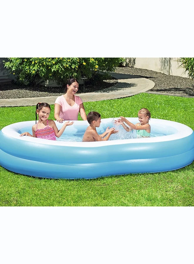 Inflatable Family Lagoon Pool Durable Outdoor Water Play Center for Kids and Adults (262 cm x 157 cm x 46 cm) 4ezeg