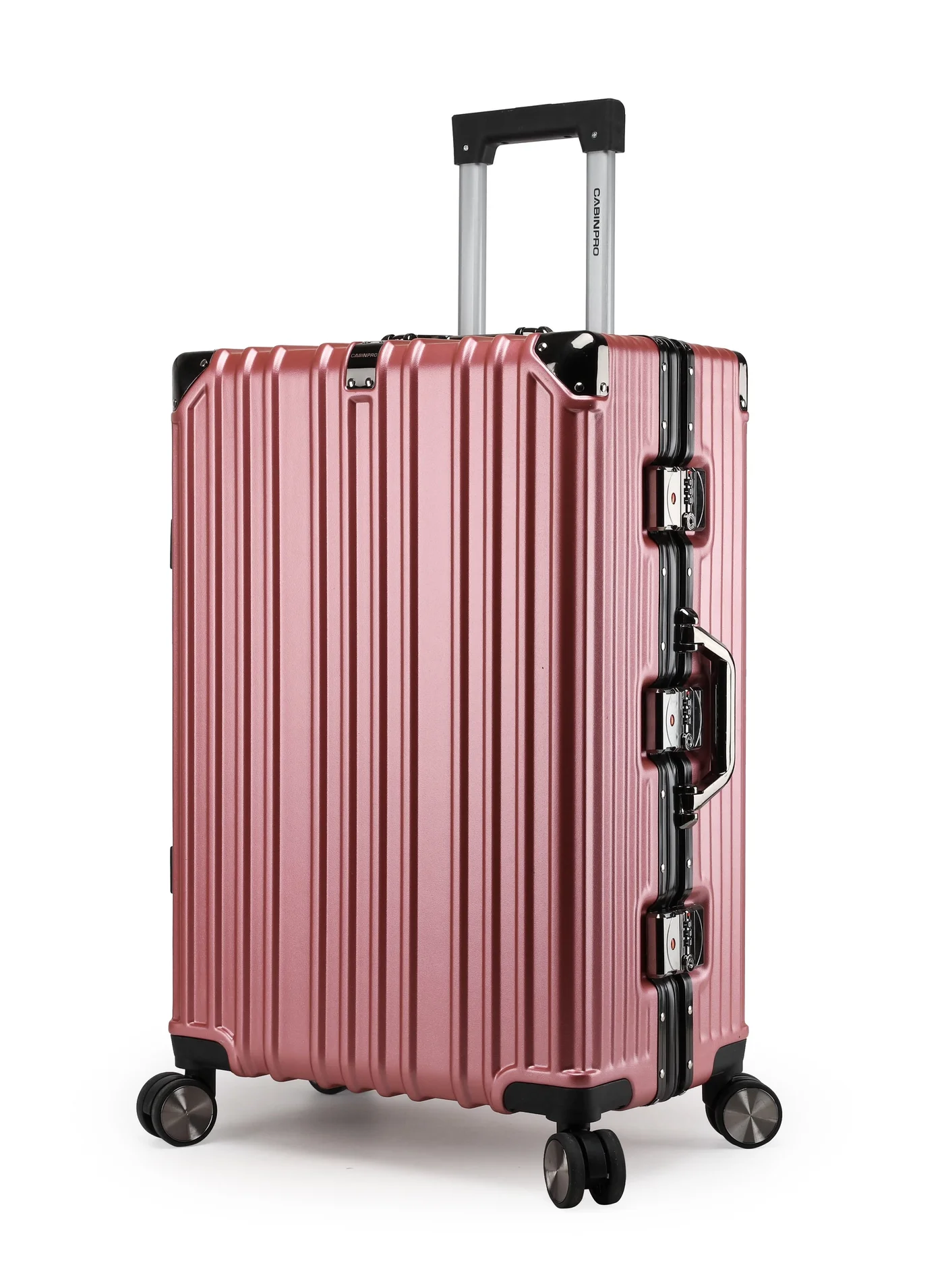 CABINPRO Lightweight Polycarbonate Hard Shell Luggage Trolley with Aluminum Frame and 360 Spinner Wheels (Rose Gold, 60 cm) fecdt
