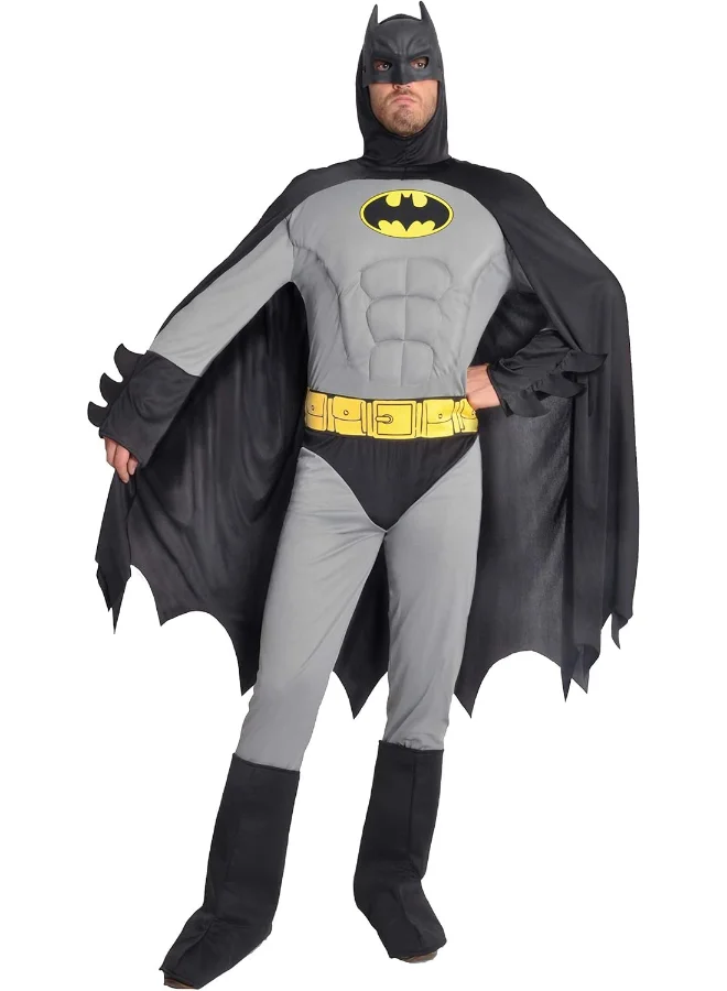 Ciao Superhero Muscle Costume Set with Padded Jumpsuit Cape Mask Belt and Overboots for Adults (Grey, XL) 2vnqr