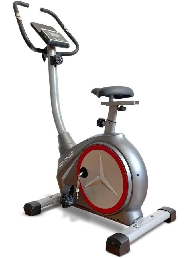 Sparnod Fitness SUB-54 Upright Exercise Bike for Home Gym (Aluminum, 4kg Flywheel) - Compact Cardio Cycle Machine with LCD Display and Heart Rate Sensors 6uult