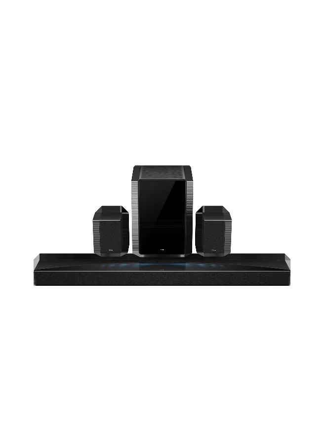 Premium 7.1.4 Channel Dolby Atmos Soundbar System with Wireless Subwoofer and Satellite Speakers (Black, 1 Set) u0kcb