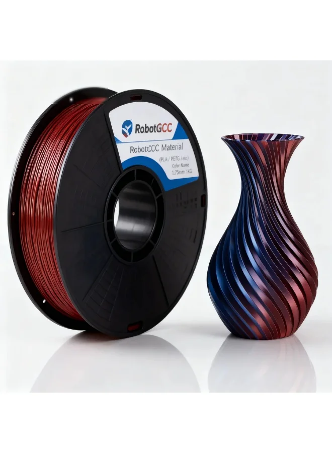 Robotgcc Silk PLA 3D Printer Filament Dual Color Gradient Metallic Finish (Blue Red, 1.75mm, 1kg) Premium FDM Printing Material wl1uq