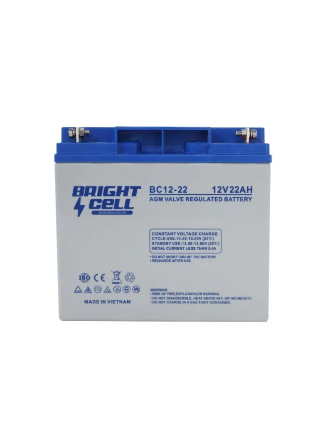 Bright Cell BC12-22 12V 22Ah Sealed Lead Acid Rechargeable Battery (12V, 22Ah) wmmbp