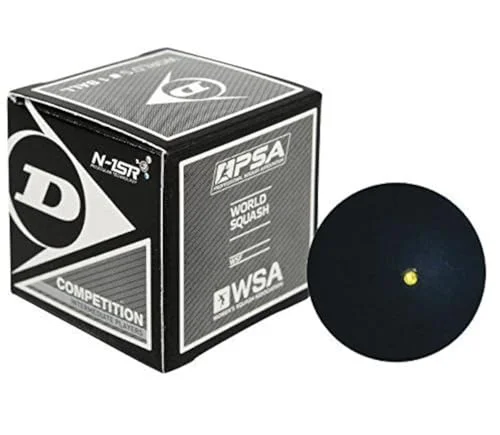 Dunlop Sports Competition Squash Ball Single Yellow Dot Professional Grade (1 Ball) rsj9b