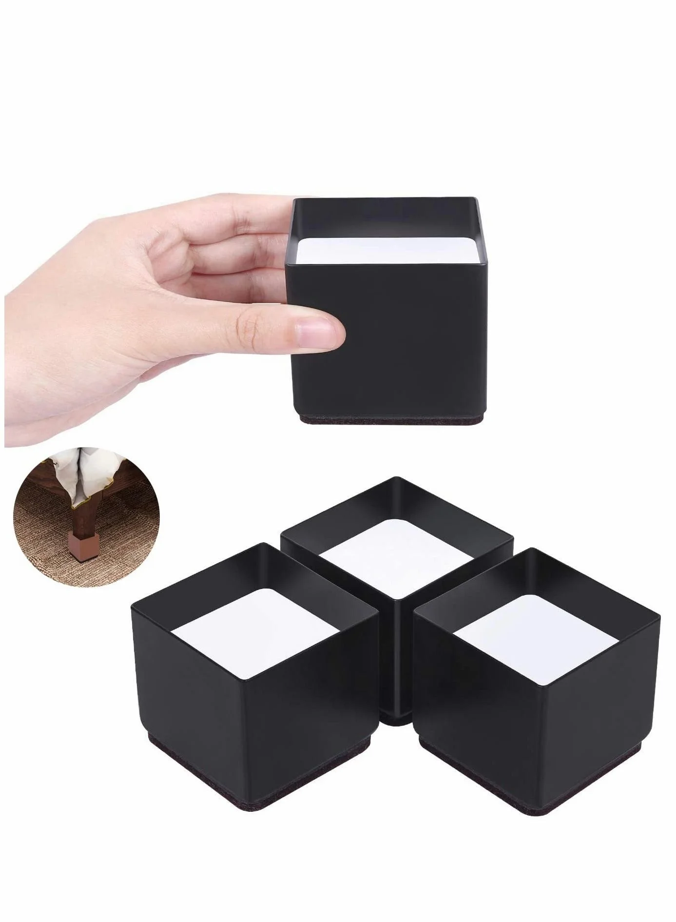 Excefore Heavy Duty Steel Furniture Risers for Bed Desk and Sofa (Square, 4 Pack) hjx0d