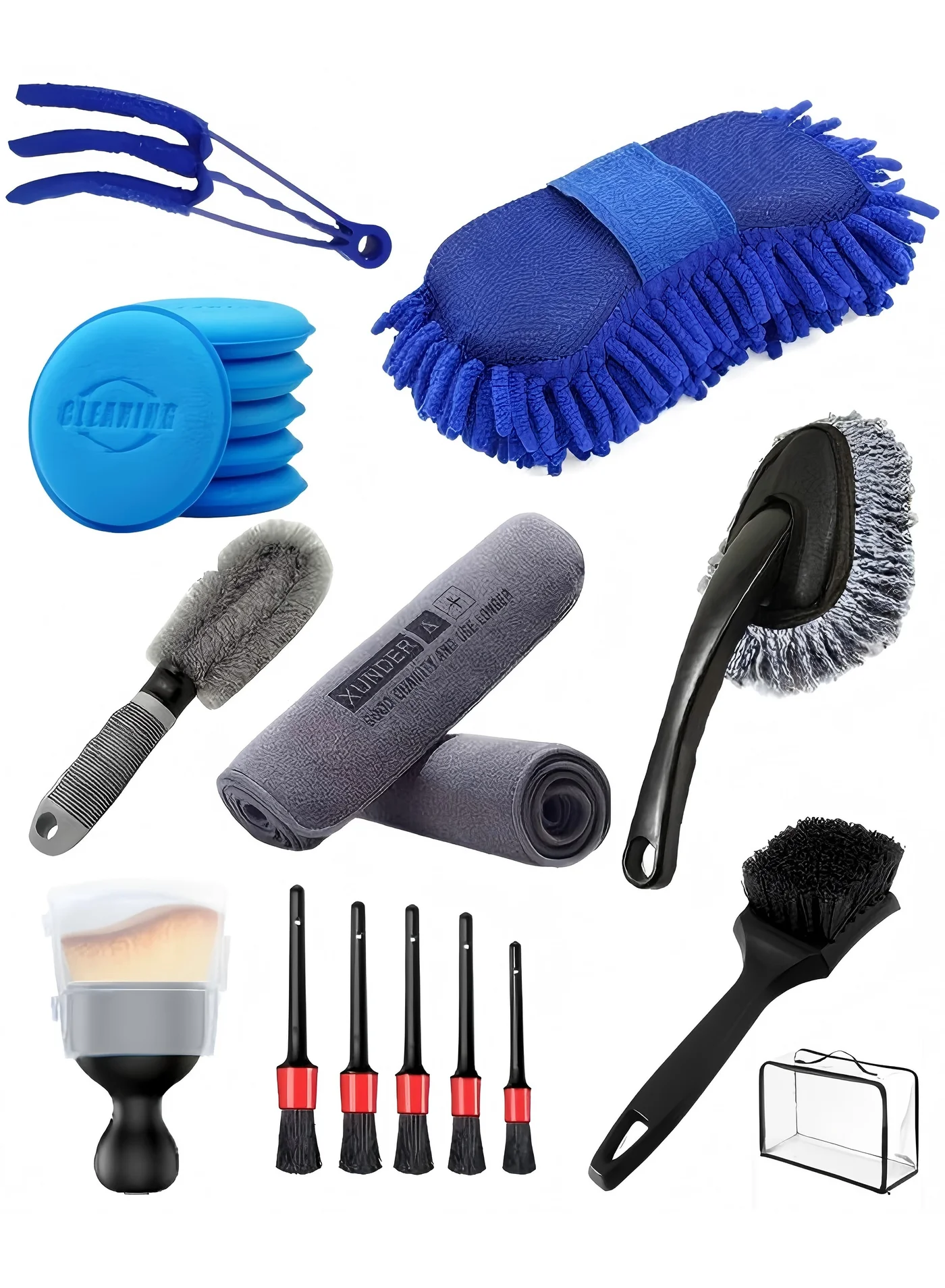 Nakhl Car Wash Cleaning Tools Kit Professional Detailing Brush Set with Storage Bag (20-Piece Set) jz7vx