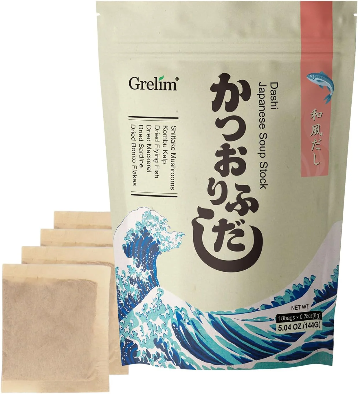 Grelim Japanese Dashi Soup Stock Powder (18 Packets, 143g) wdoy2