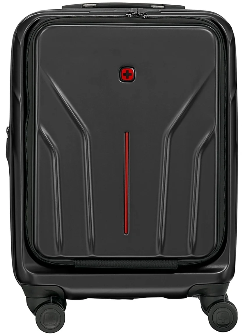 Premium Hard Shell Spinner Carry-On Luggage with Laptop Compartment and TSA Lock (Black, 55cm) xssn3