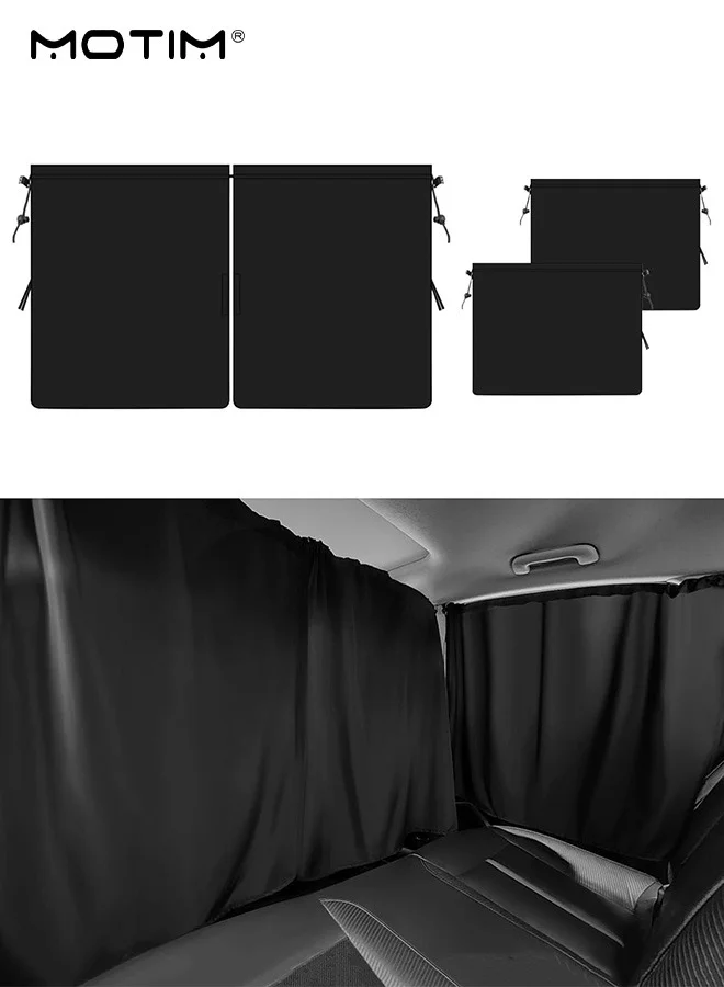 Motim Car Window Sunshades and Divider Curtain Set (Black, 3-Piece Set) UV Protection Privacy Screen for Travel and Camping ne4xo