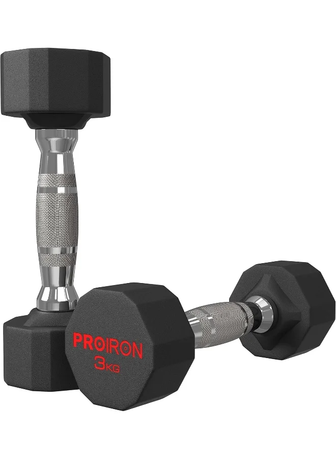 PROIRON Rubber Coated Steel Dumbbell Professional Strength Training Weight (6 kg) 8dt56