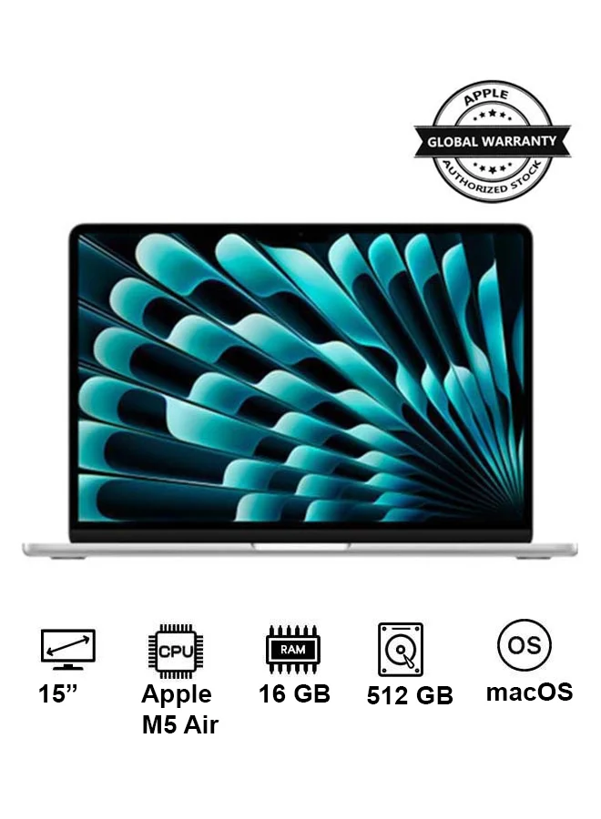 Premium Smart Laptop Air 15 Inch Display (16GB RAM, 512GB SSD, Silver) - High Performance Professional Notebook with Arabic Keyboard 5pdia