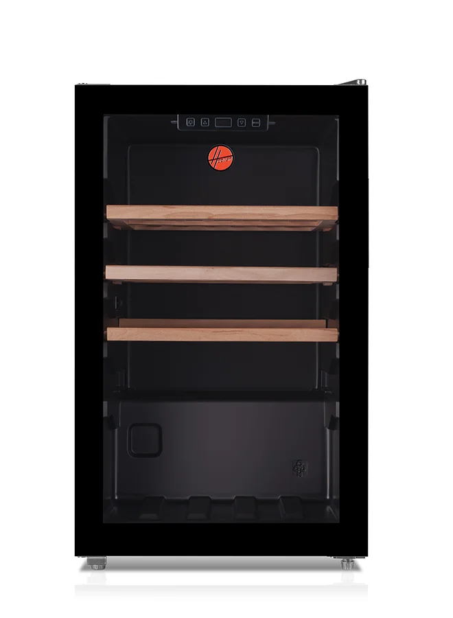 HOOVER 165L Single Door Beverage Cooler with LED Light and Wooden Shelves (Black, 165 L) qx2p0