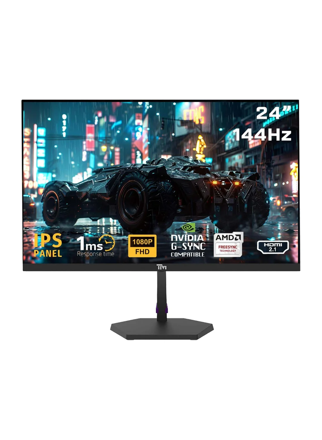 Twisted Minds Eco Series Gaming Monitor, 24 Inch FHD IPS Display, 144Hz Refresh Rate, 1ms Response Time, Adaptive Sync, Built-in Speakers (Black, 24 Inch) ak7yc