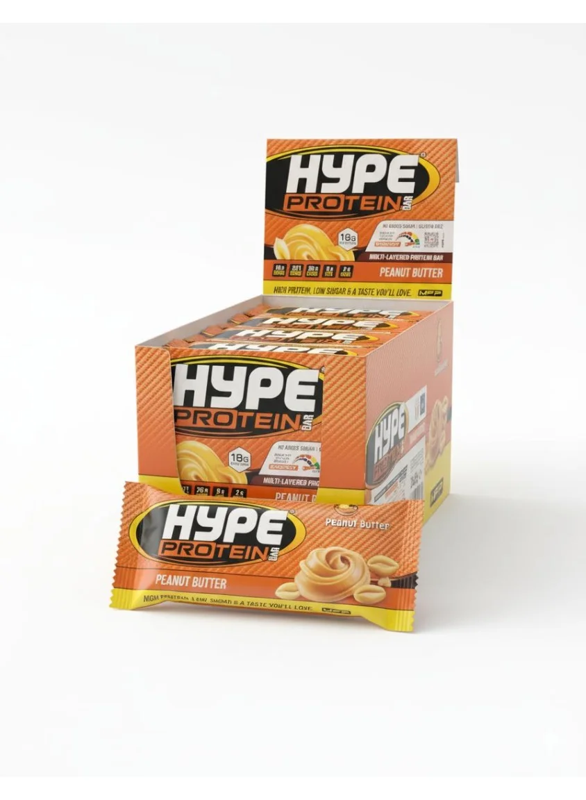 Hype Peanut Butter Protein Bar (No Added Sugar, 18g Protein, 20 Pack x 55g) 67084
