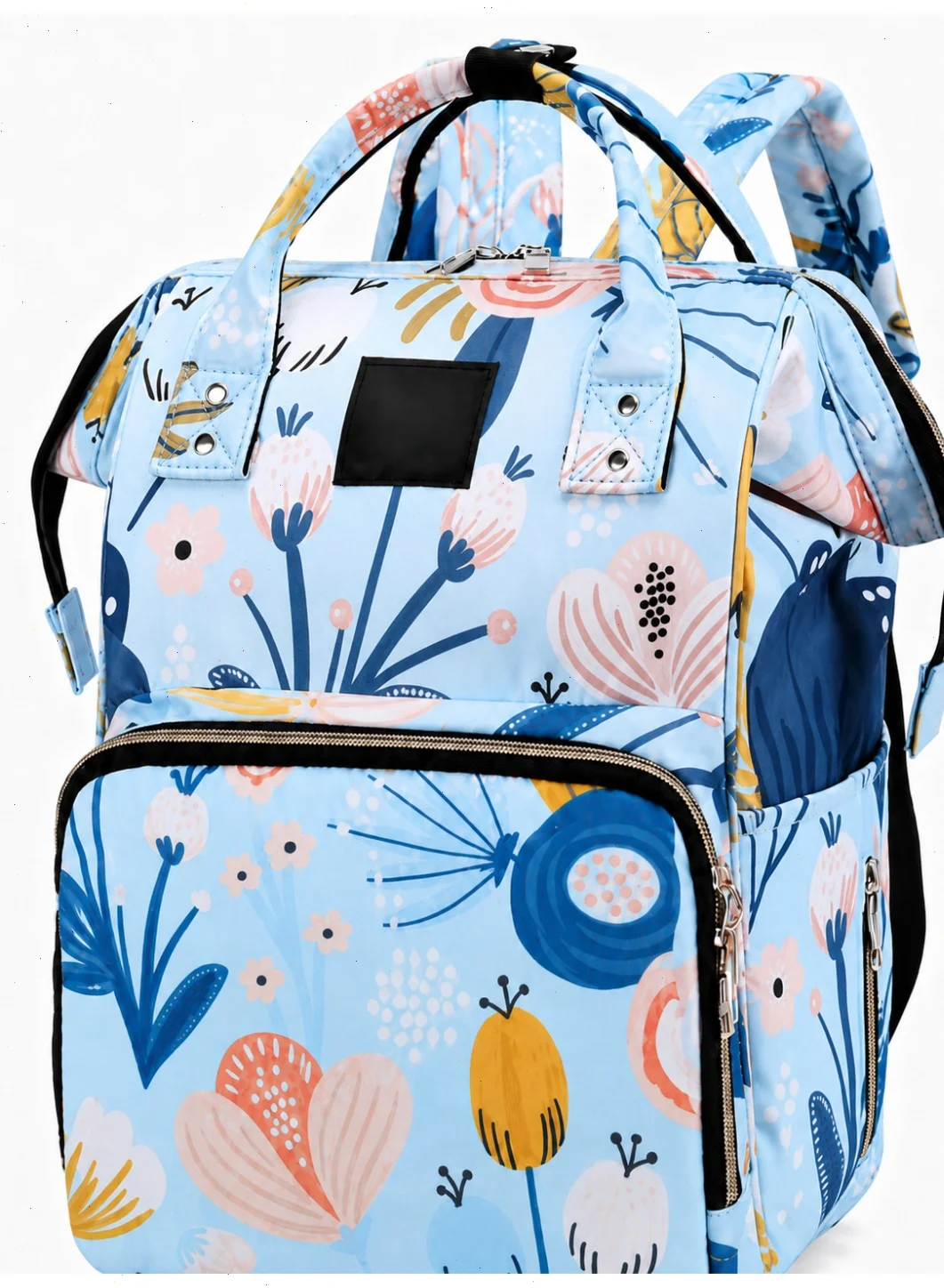 Yoawllty Multifunctional Baby Diaper Bag Backpack with 13 Pockets (Flower Blue, 1 Pack) g0nad