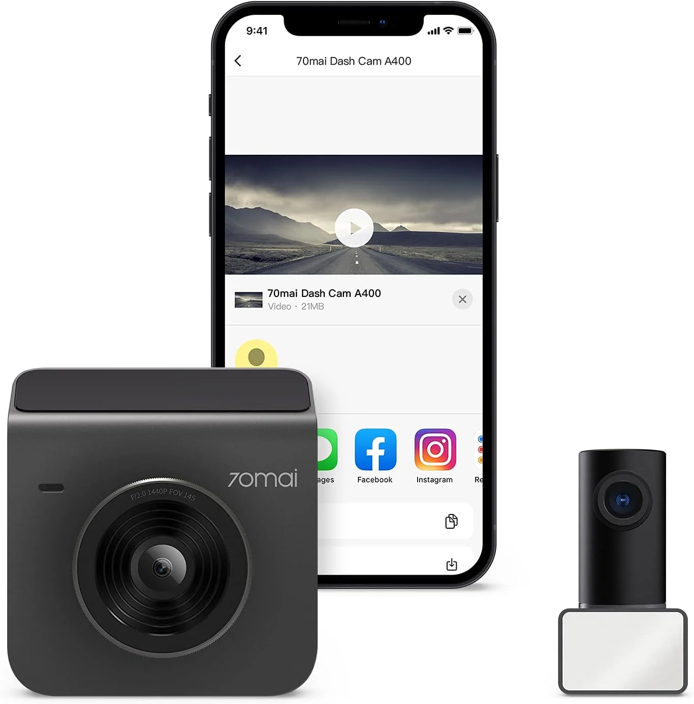 Premium Dual Lens Dash Cam Front and Rear 2K QHD Recording System with Built-in WiFi and Night Vision (Black, 1 Set) 8t8nk